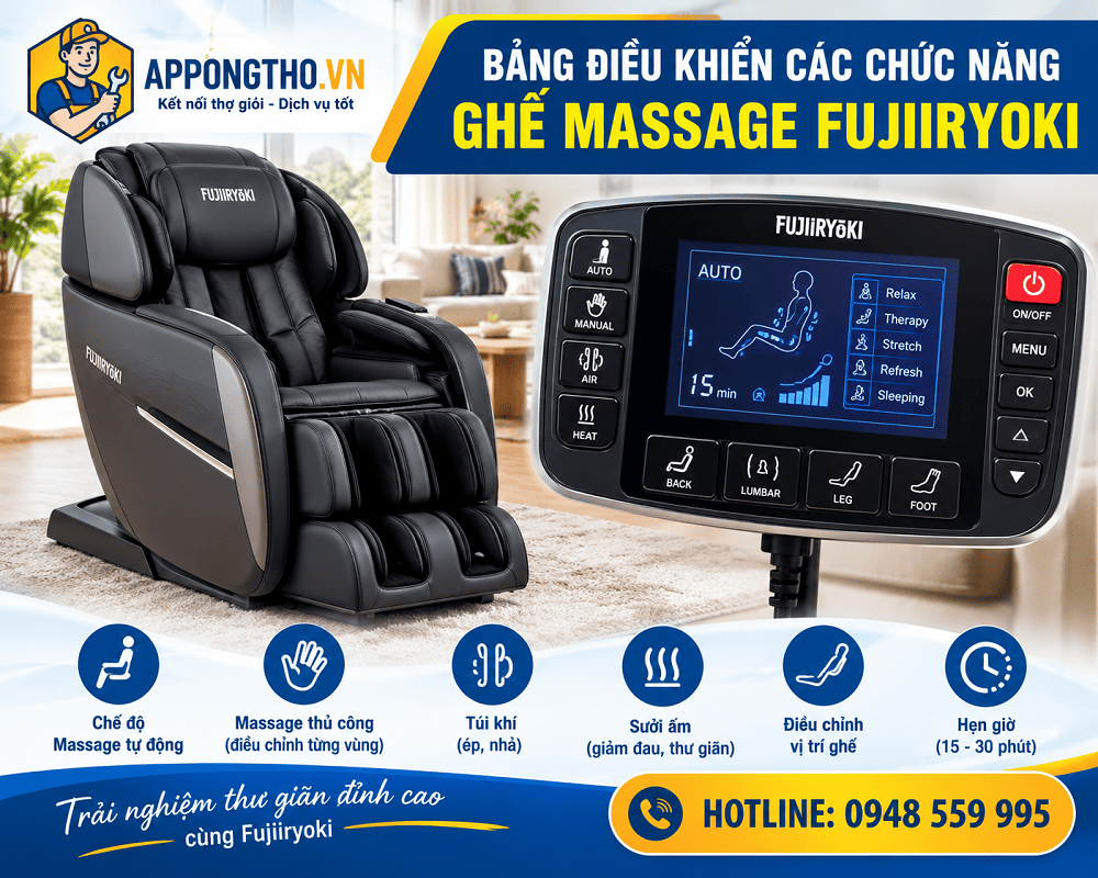 Bảng điều khiển ghế Massage Fujiiryoki chi tiết