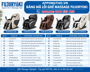 Bảng Mã Lỗi Ghế Massage Fujiiryoki Và Cách Tự Khắc Phục