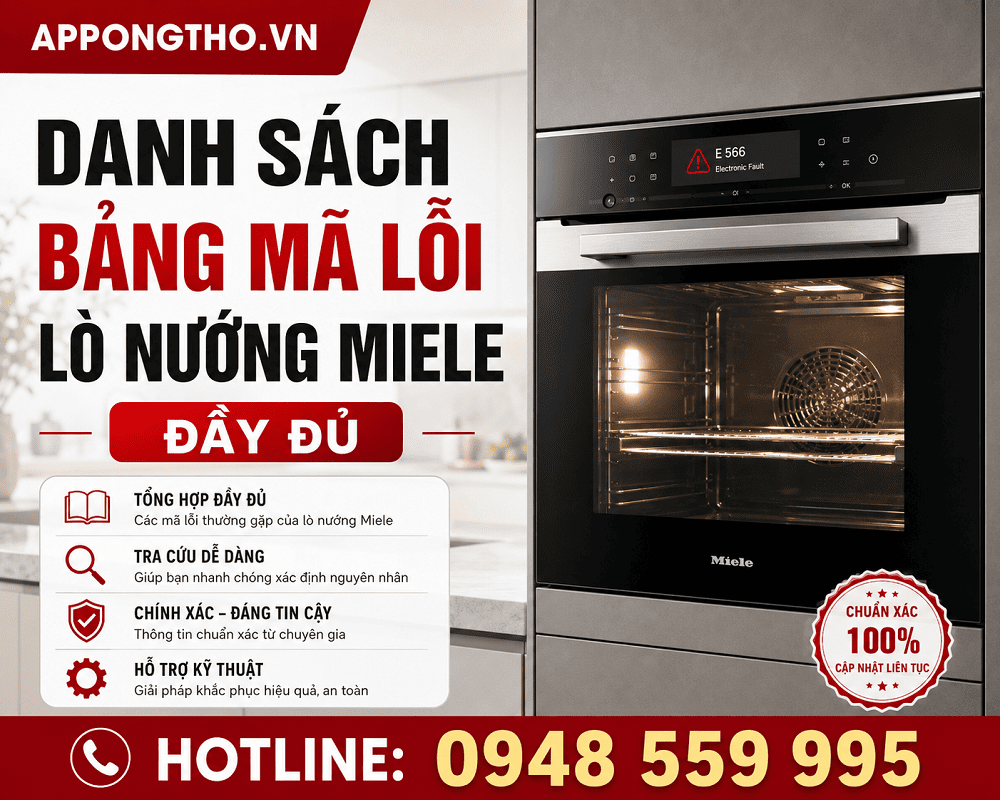 Bảng Mã Lỗi Lò Nướng Miele Nguyên Nhân & Cách Khắc Phục