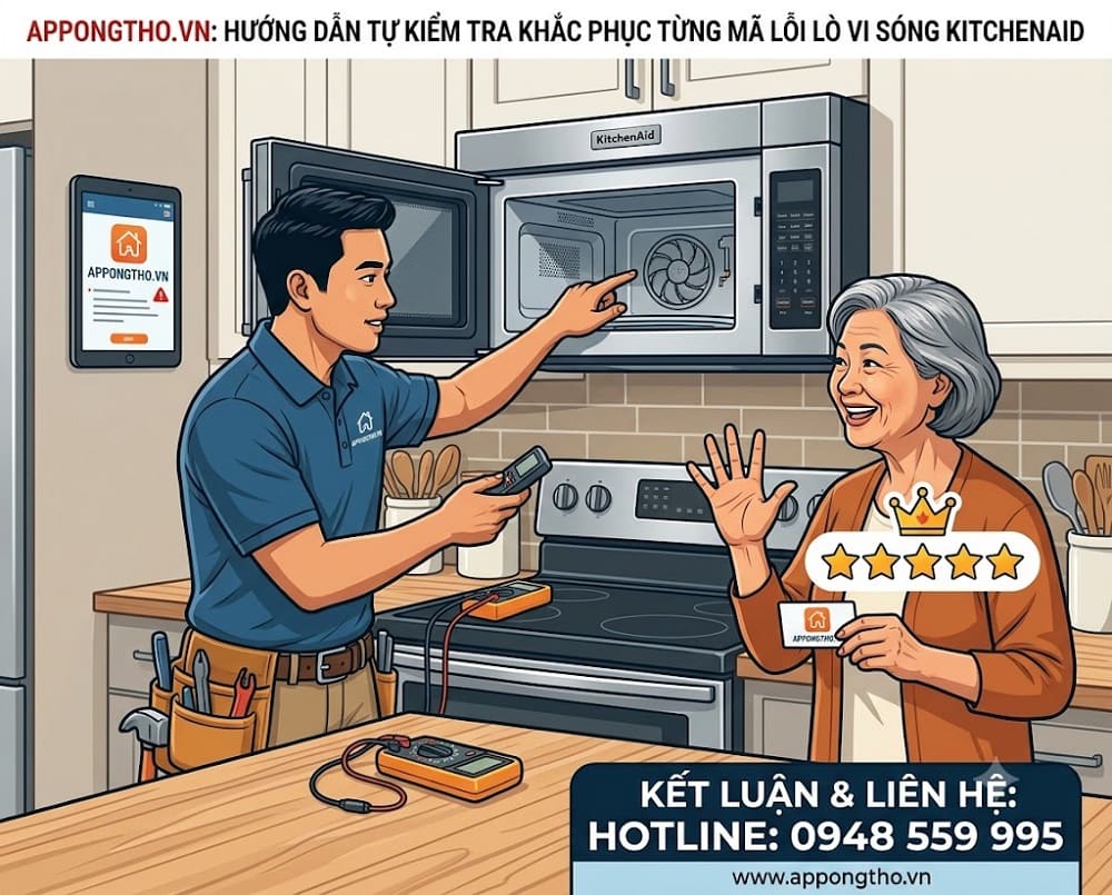 23. Lò vi sóng KitchenAid báo F8E6 – Quạt lỗi