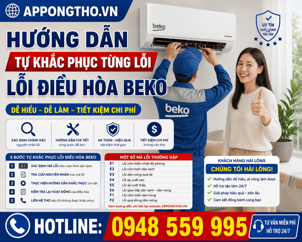 5. Điều hòa Beko báo lỗi E5 – Mất tín hiệu