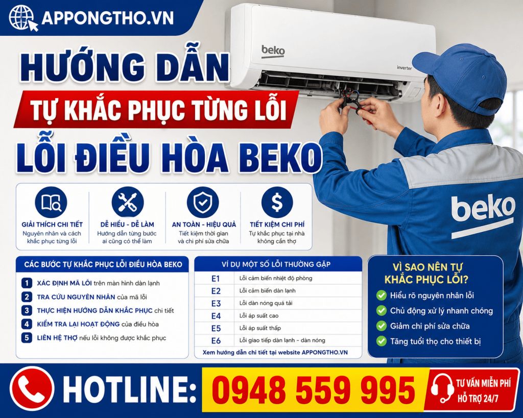 Dịch vụ sửa các mã lỗi máy điều hòa Beko