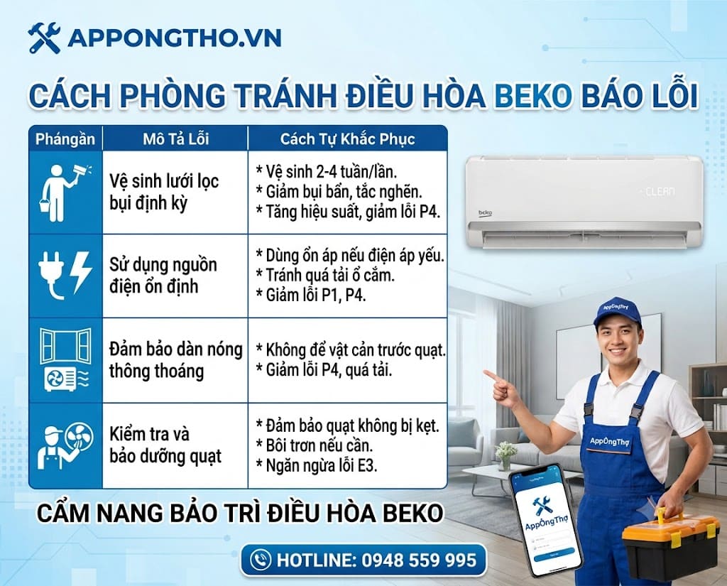 8. Điều hòa Beko báo lỗi Ff03, Ff04 – Quá nhiệt