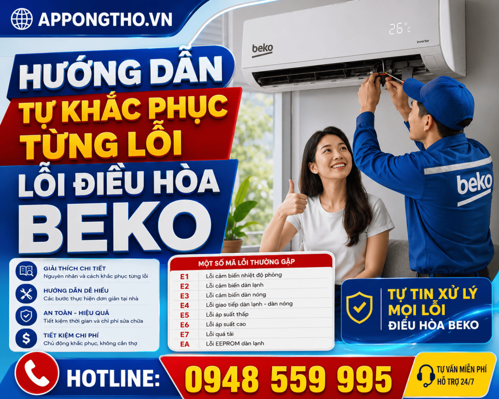 Cách tự khắc phục từng lỗi điều hòa Beko