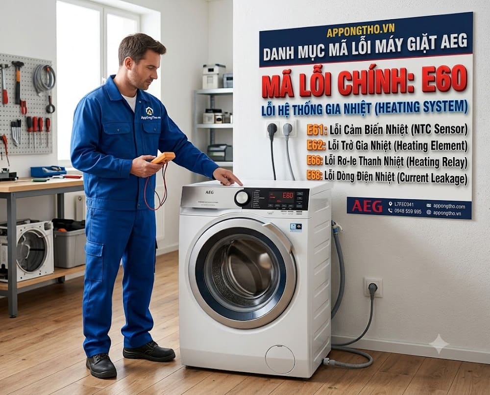 22. Máy giặt AEG báo lỗi E60 – Không nóng