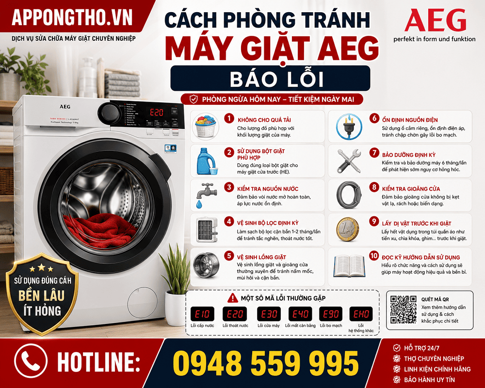 17. Máy giặt AEG báo lỗi E51 – Driver điều khiển lỗi