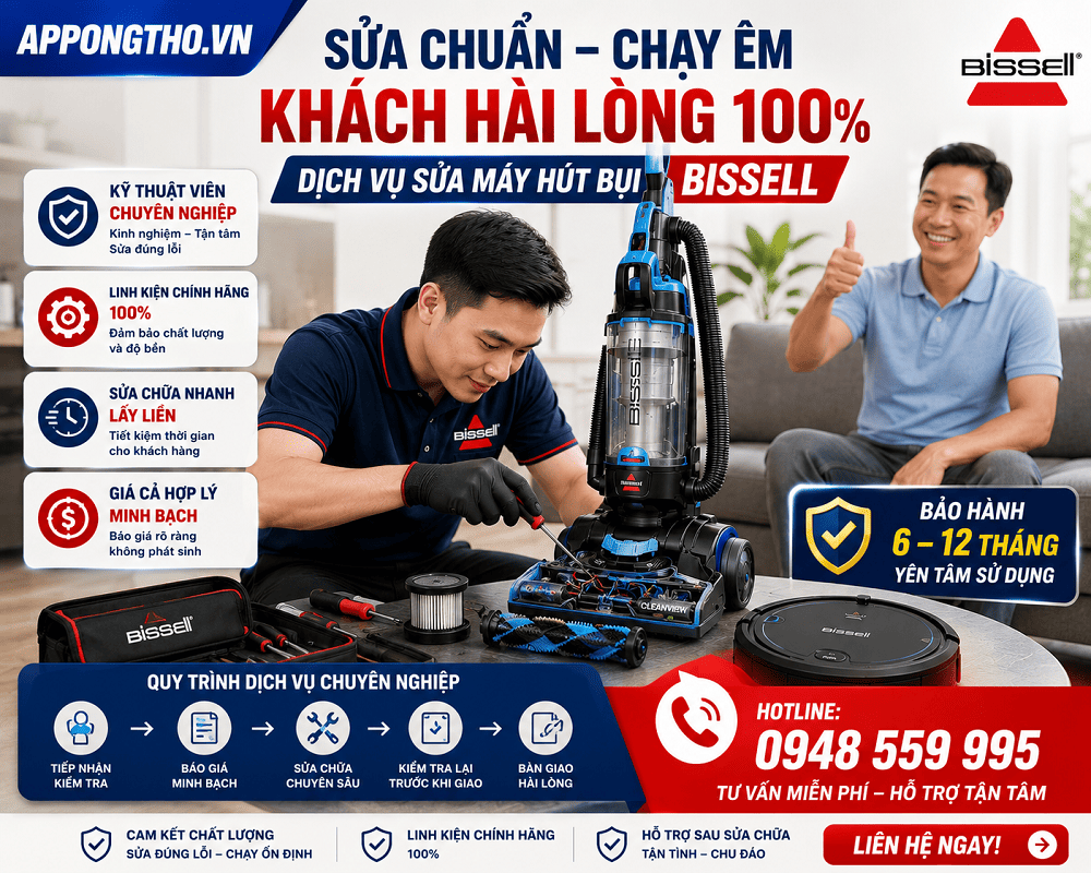 Hướng dẫn cách khắc phục từng lỗi máy hút bụi Bissell