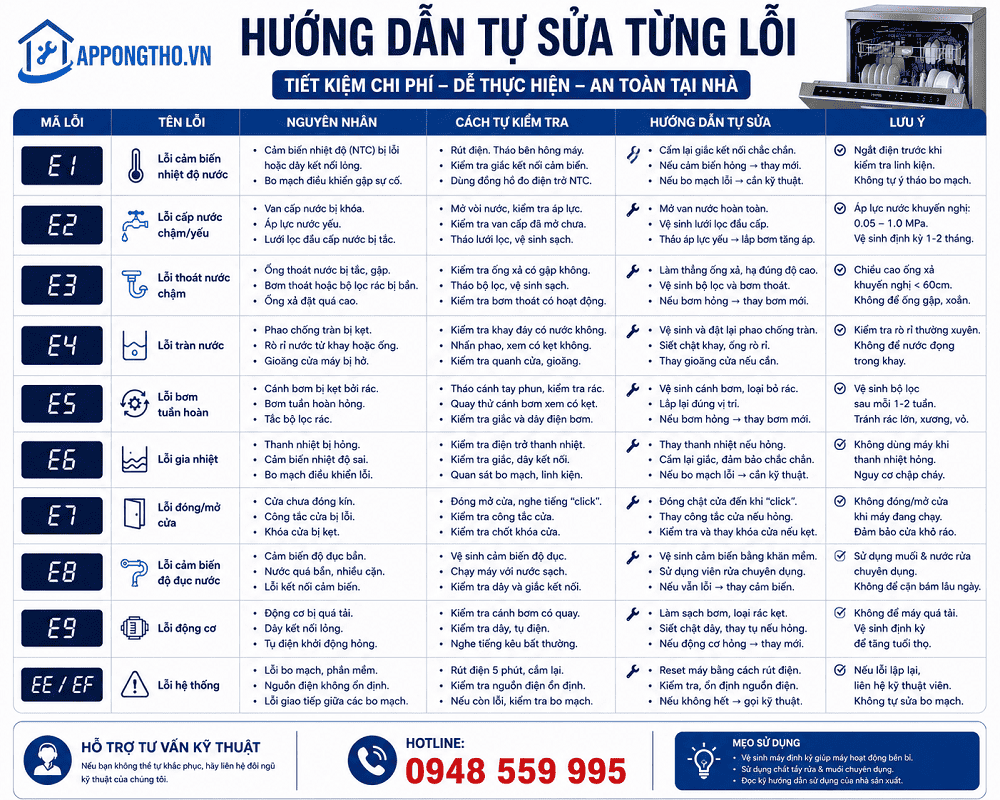 18. Máy rửa bát Bauknecht báo lỗi F11, AL05 – Bơm tuần hoàn