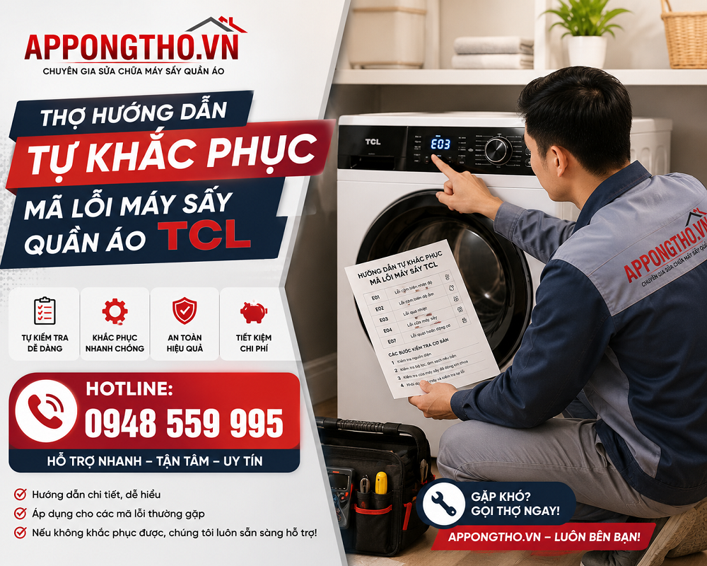 Bảng Mã Lỗi Máy Sấy Quần Áo TCL Cách Khắc Phục Từng Mã Lỗi