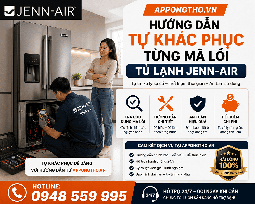 2. Tủ lạnh Jenn-Air báo F2 – Lỗi bo hiển thị
