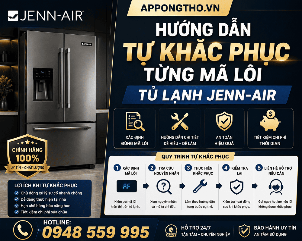 Cách tự khắc phục từng lỗi trên tủ lạnh Jenn-Air chuẩn an toàn