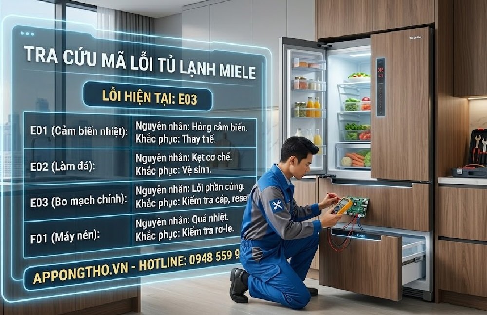 Dịch vụ sửa mã lỗi trên tủ lạnh Miele