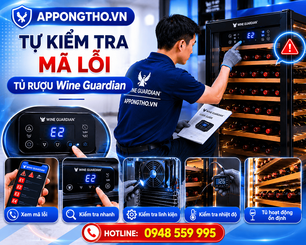 1. Tủ rượu Wine Guardian báo lỗi Hi / Lo – Nhiệt độ bất thường