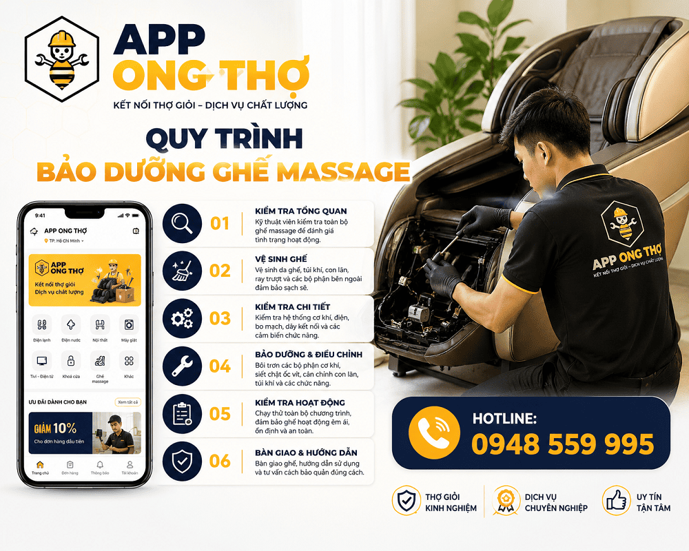 15 Bước Quy Trình Bảo Dưỡng Ghế Massage Chuẩn Kỹ Thuật