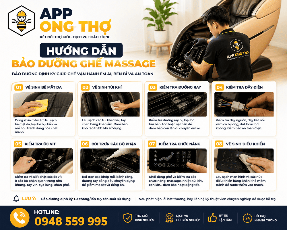 Bảng giá vệ sinh bảo dưỡng ghế Massage tại Hà Nội