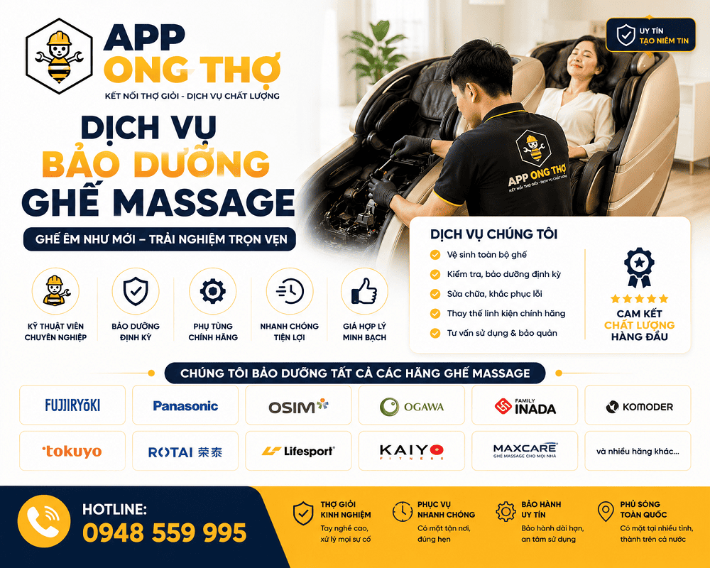 30 Địa chỉ nhận bảo dưỡng ghế Massage uy tín tại nhà Hà Nội