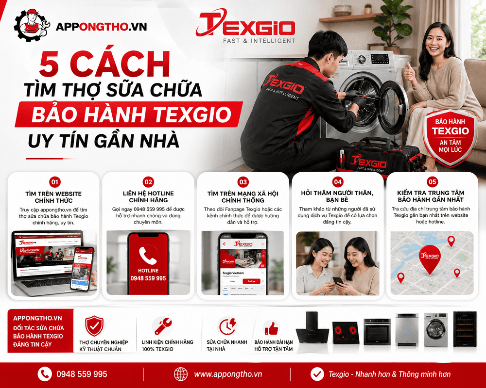 2. Sửa chữa sau bảo hành Texgio tại Cầu Giấy - Hà Nội