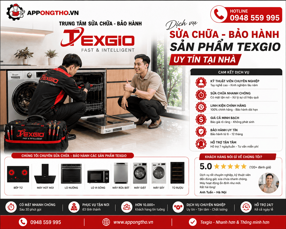 30 Địa chỉ sửa chữa sau bảo hành Texgio tại Hà Nội