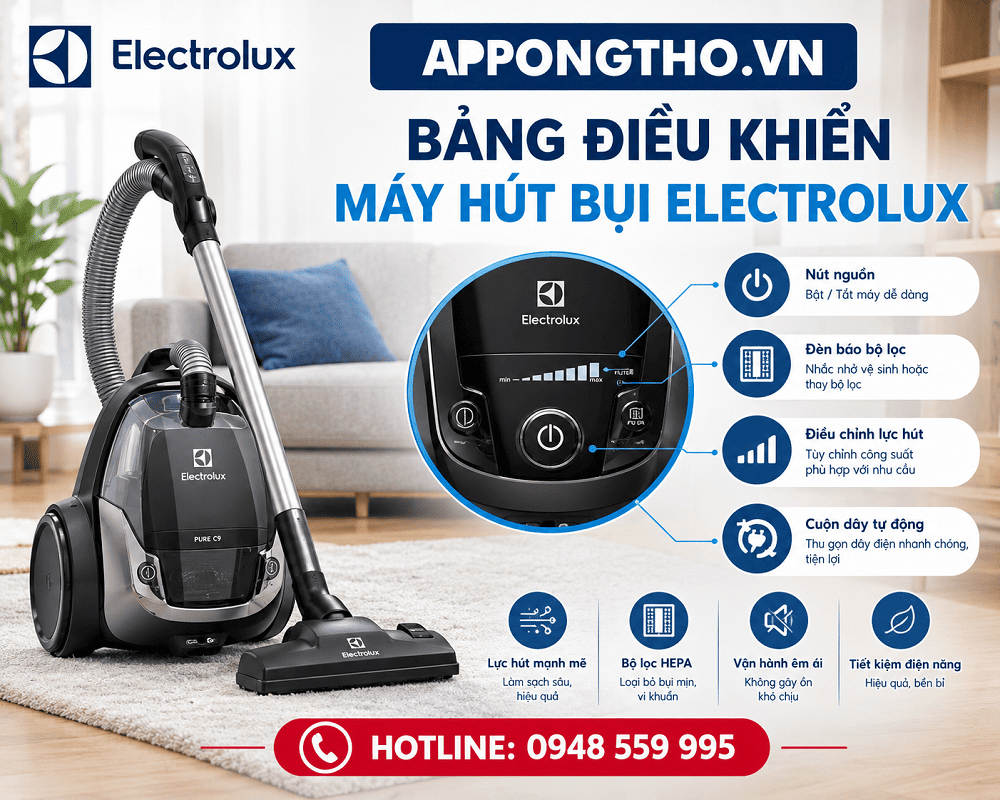 Bảng điều khiển máy hút bụi Electrolux