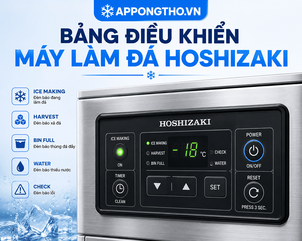 8. Cài đặt MODE – Chọn chế độ máy làm đá Hoshizaki
