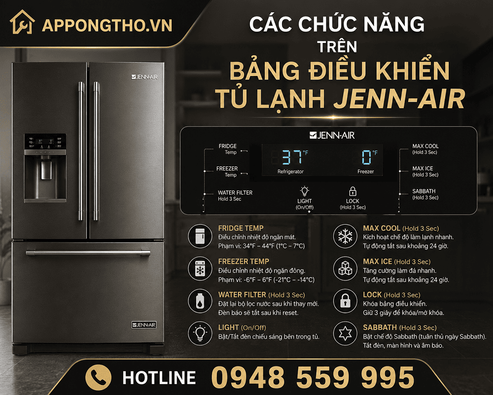 9 Sự cố thường gặp khi sử dụng tủ lạnh Jenn-Air