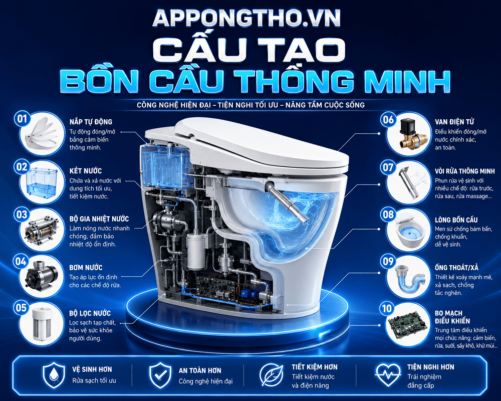 Cấu Tạo Bồn Cầu Thông Minh, Nguyên Lý | Sơ Đồ Mạch Điện