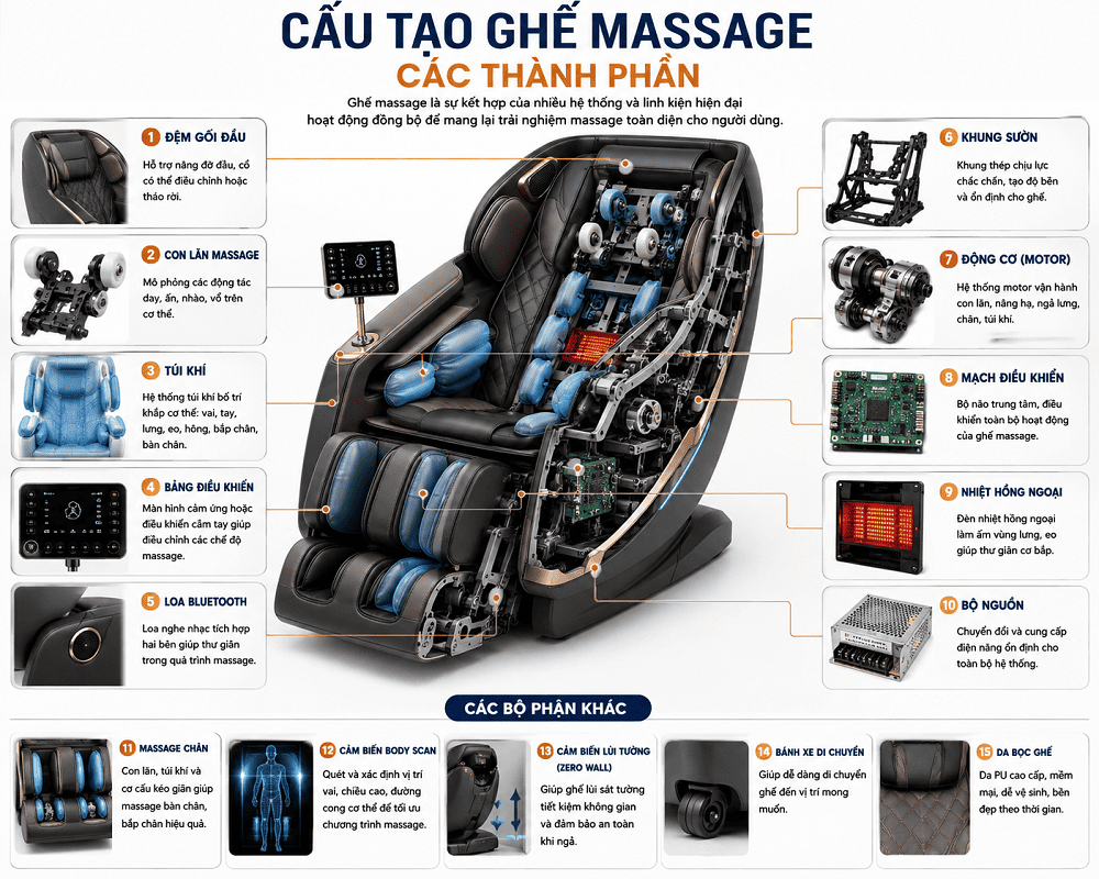 Cấu Tạo Ghế Massage Nguyên Lý & Quy Trình Vận Hành Chi Tiết