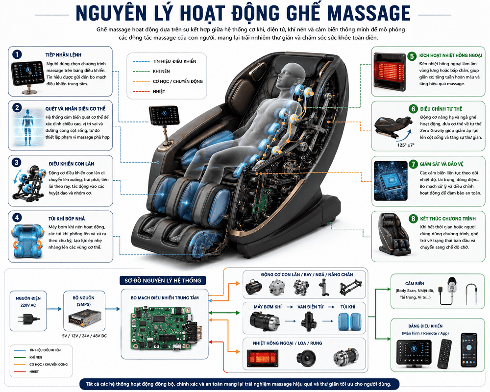 Nguyên lý hoạt động ghế Massage