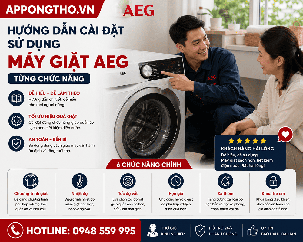 17. Cài đặt khóa trẻ em (Child Lock) trên máy giặt AEG