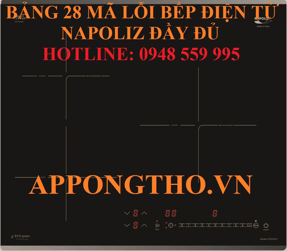 1. Cách kiểm tra bếp từ Napoliz không nhận nồi (E0, F8)