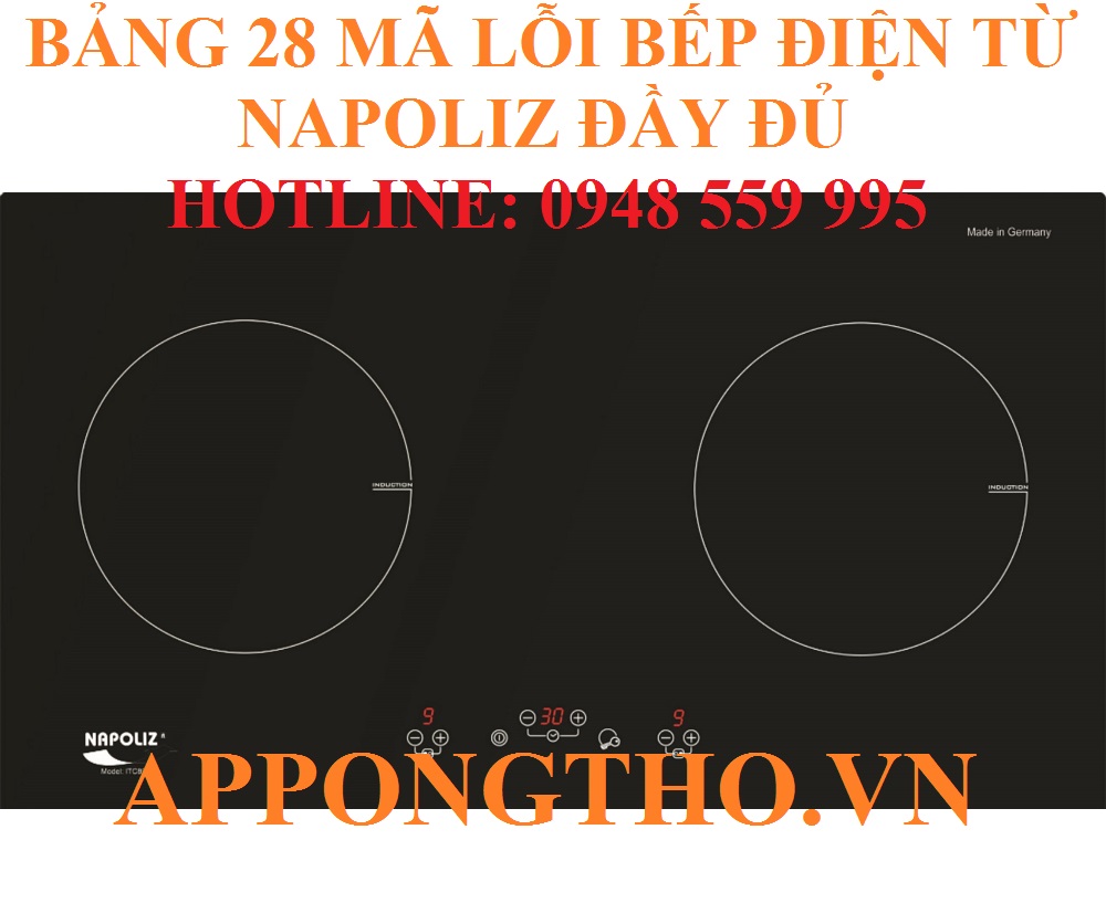 Mã lỗi bếp điện từ Napoliz là gì?