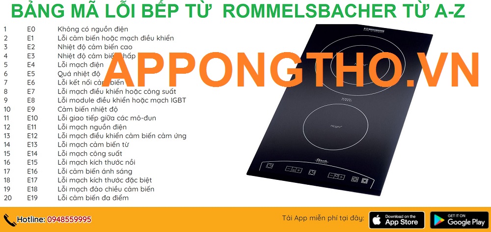 Mã lỗi bếp từ Rommelsbacher là gì?