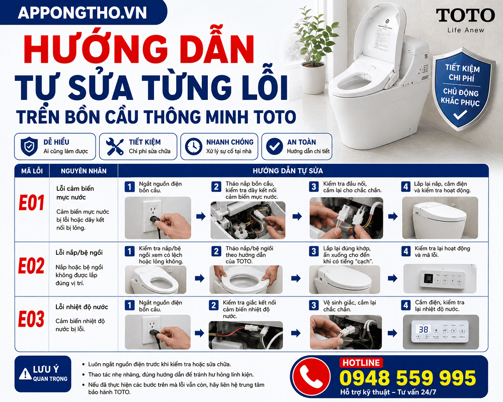 8 Cách phòng tránh bồn cầu TOTO báo lỗi
