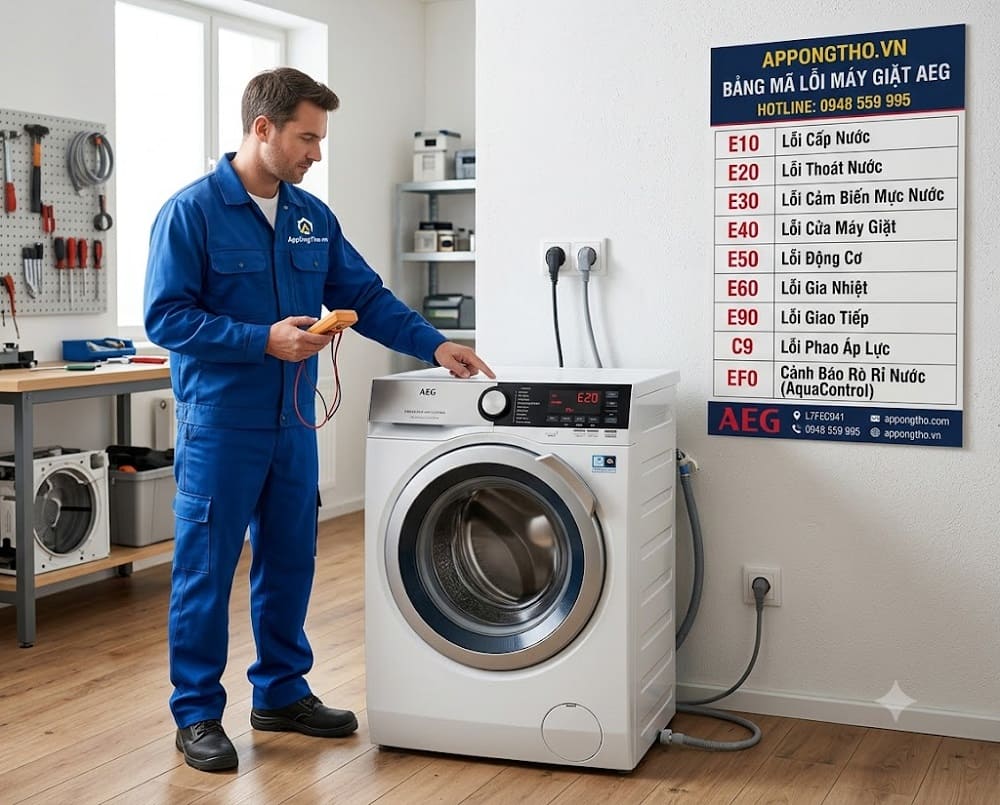 Hướng dẫn cách tự khắc phục từng lỗi máy giặt AEG