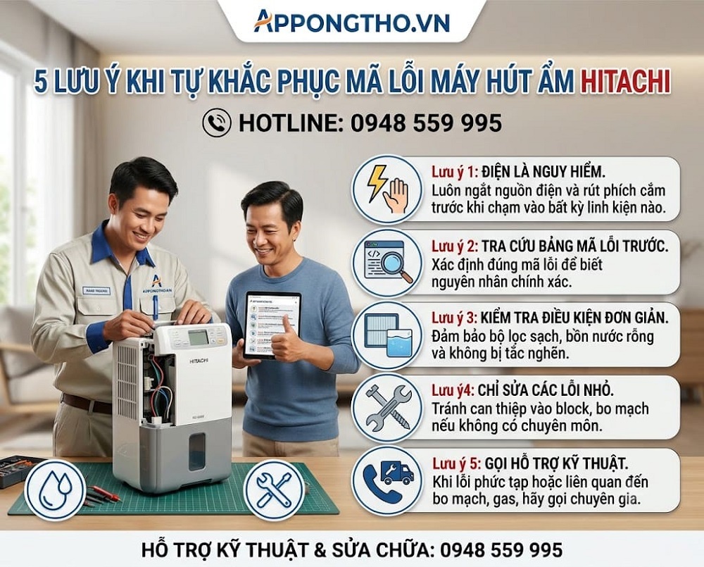 2. Máy hút ẩm Hitachi báo C2 – Lỗi bộ lọc ẩm