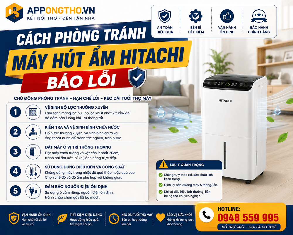 Cách phòng tránh máy hút ẩm Hitachi báo lỗi