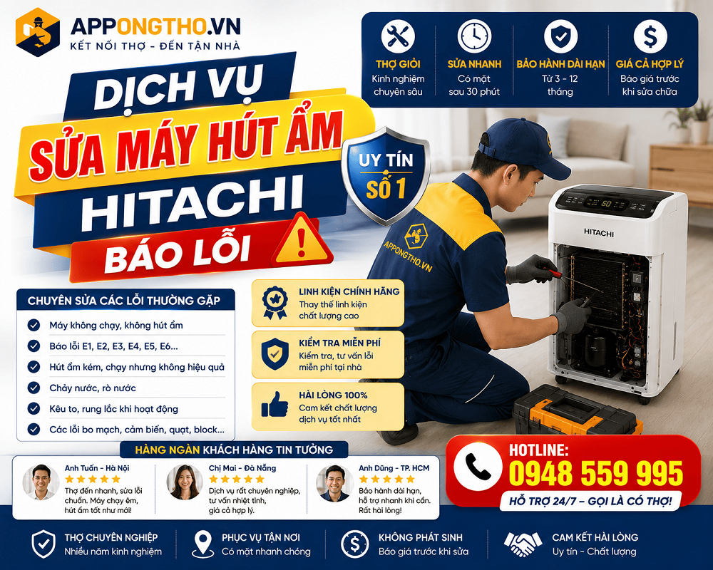 Dịch vụ sửa mã lỗi máy hút ẩm Hitachi