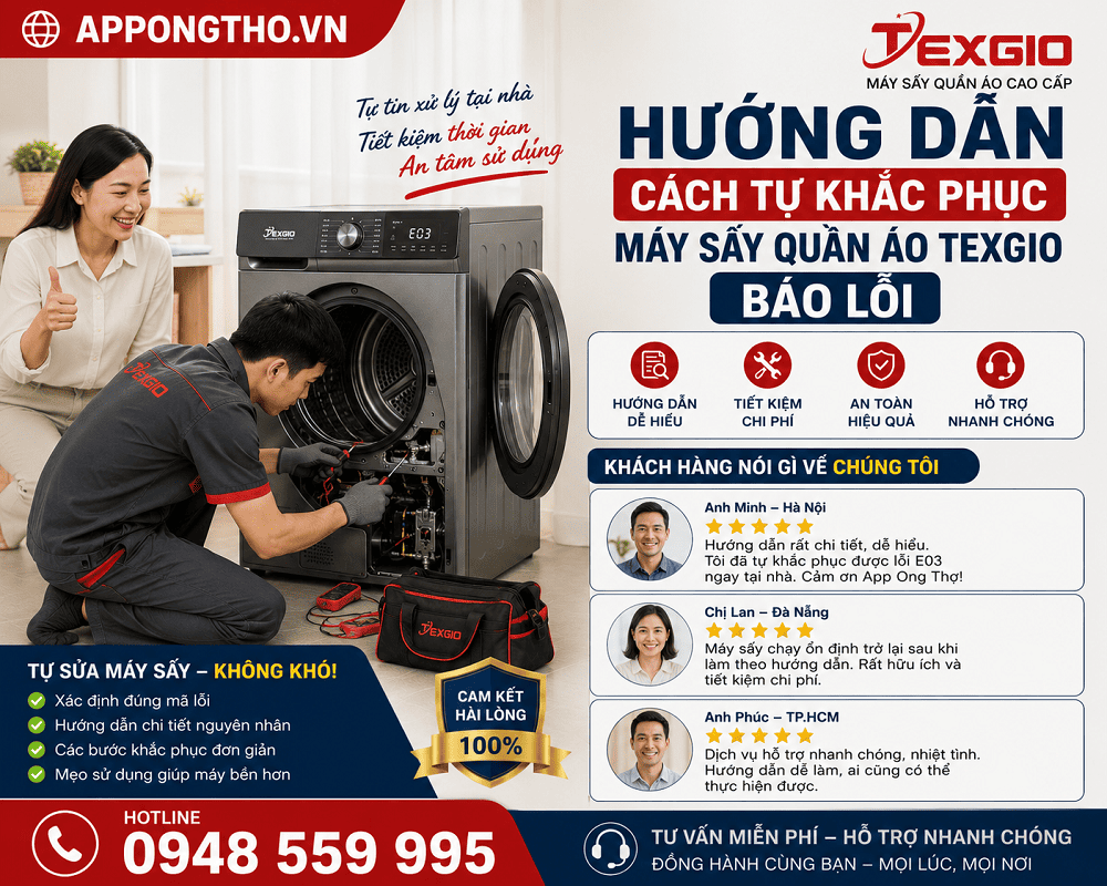 Mục đích nhà sản xuất tích hợp mã lỗi vào máy sấy quần áo Texgio