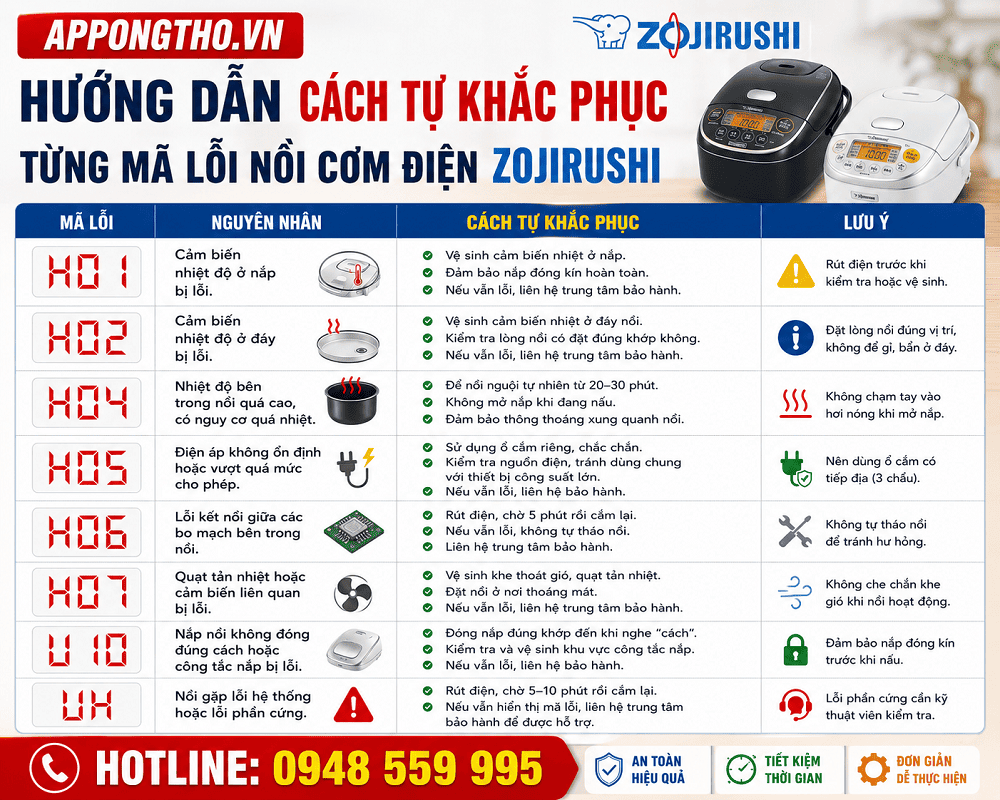 Cách phòng tránh nồi cơm điện Zojirushi báo lỗi
