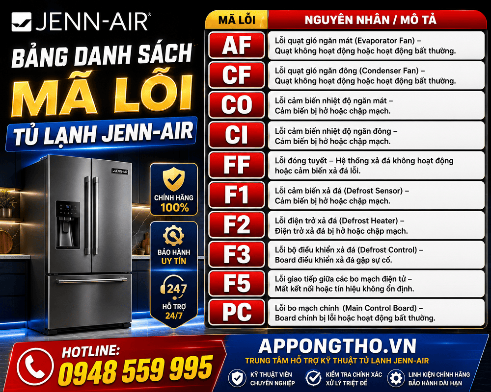 Mã lỗi tủ lạnh Jenn-Air là gì?