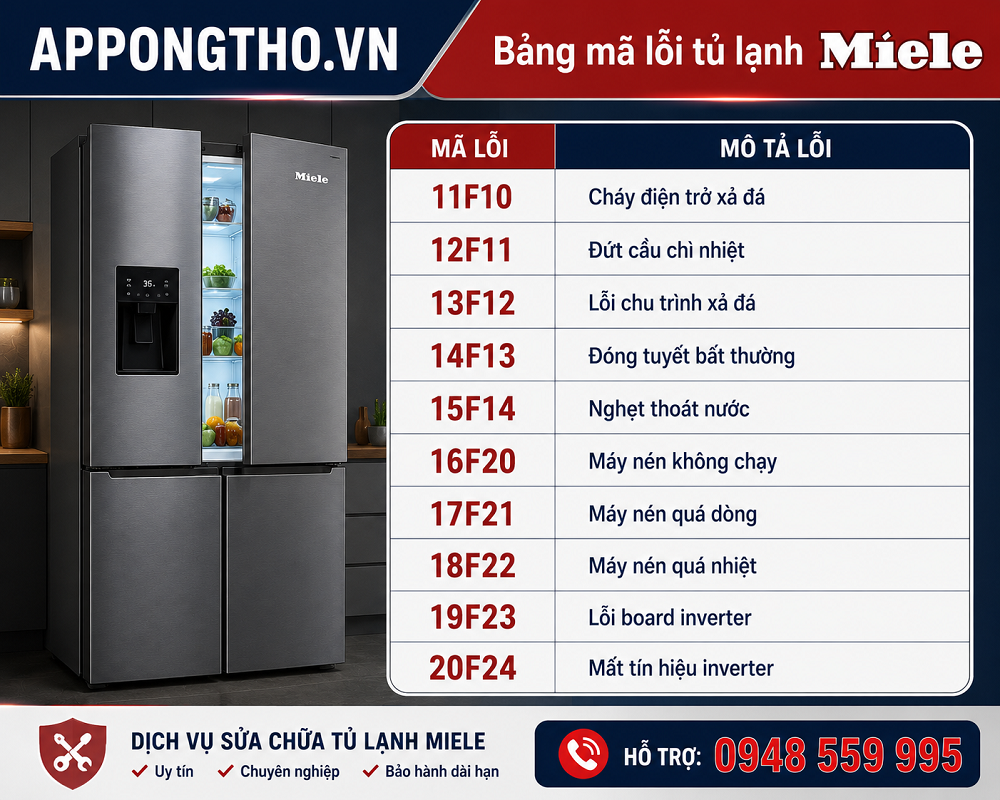 Bảng Mã Lỗi Tủ Lạnh Miele Hướng Dẫn Tự Khắc Phục Từng Lỗi