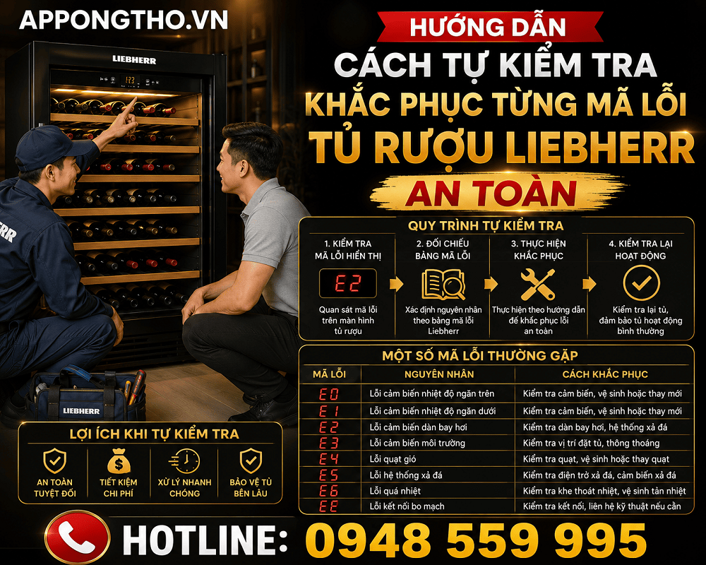 Hướng dẫn tự sửa từng lỗi trên tủ rượu Liebherr