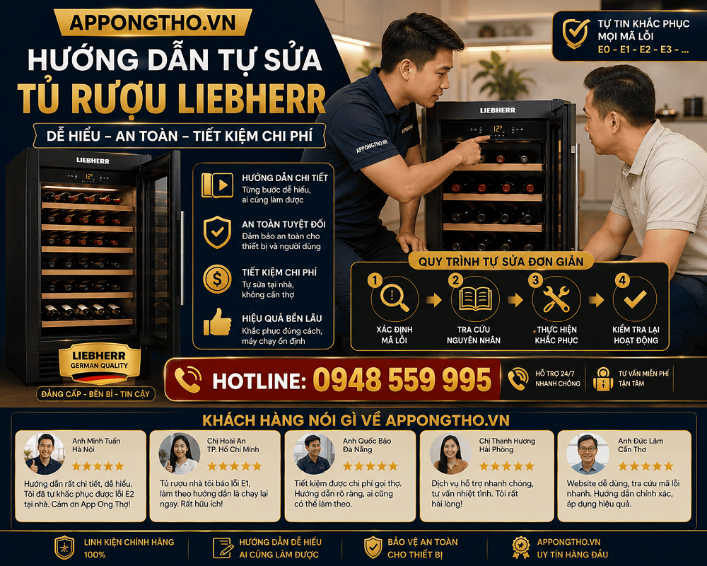 15. Tủ rượu Liebherr báo Service: Bảo trì
