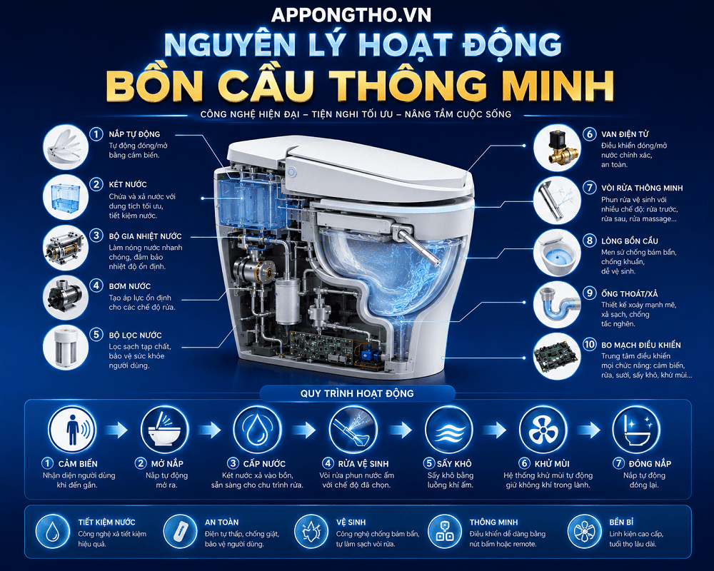 Nguyên lý hoạt động bồn cầu thông minh