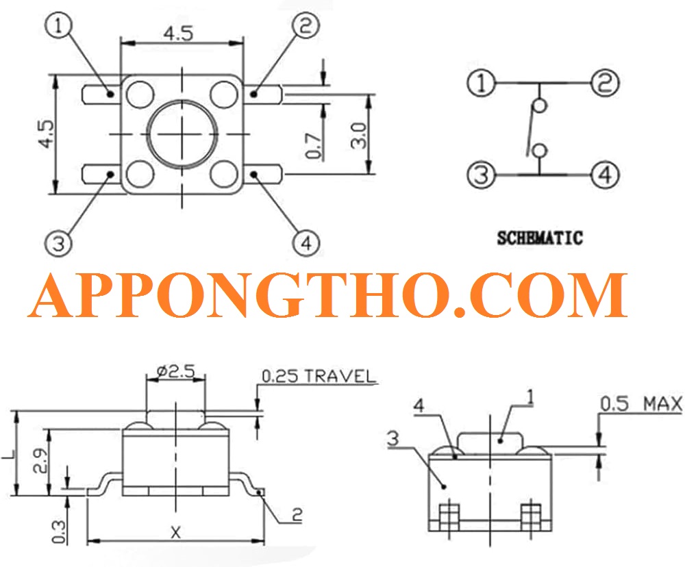 Nguyên lý hoạt động ở phím bấm 4 chân