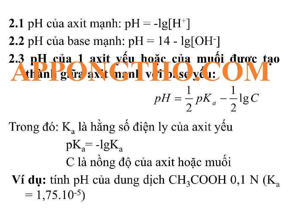 Định nghĩa về pKa