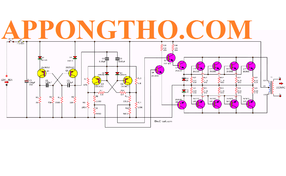 Tính toán cụ thể mạch kích điện 12V lên 220V 1000W