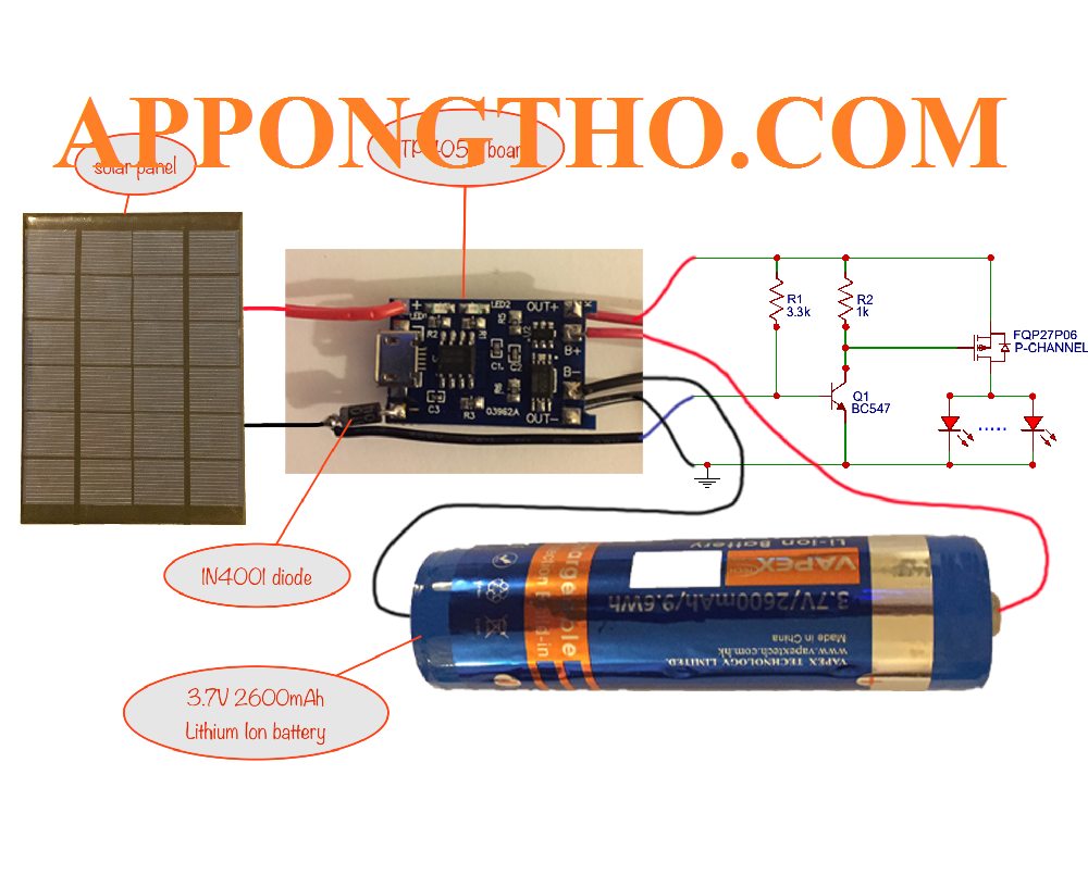 Cấu tạo mạch sặc pin 3.7v tự ngắt