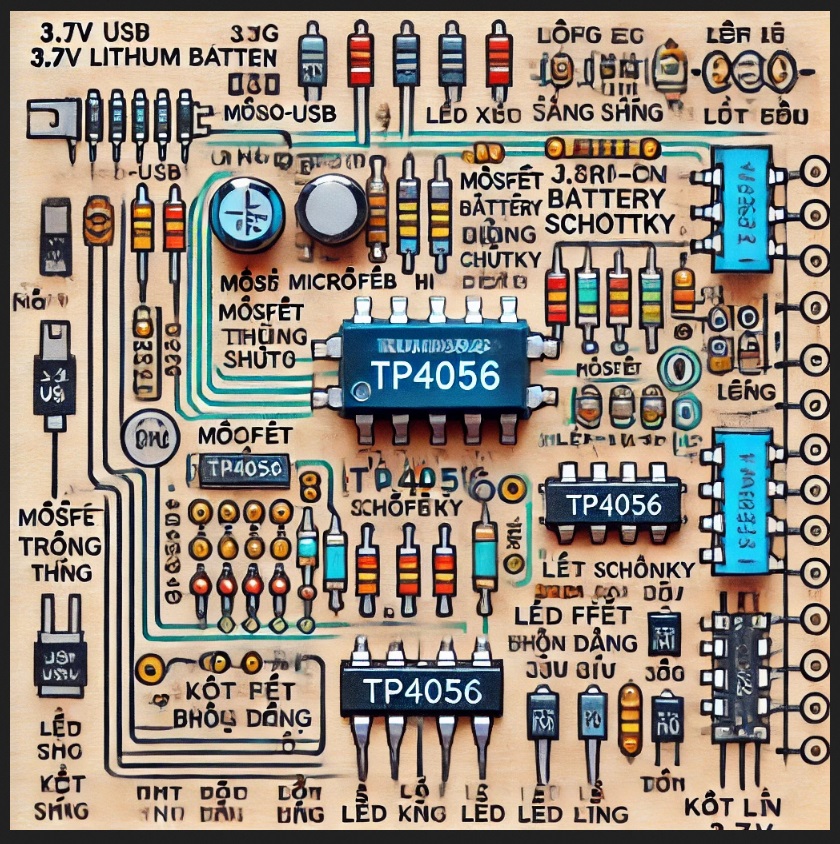 Sơ đồ mạch sặc pin 3.7v tự ngắt