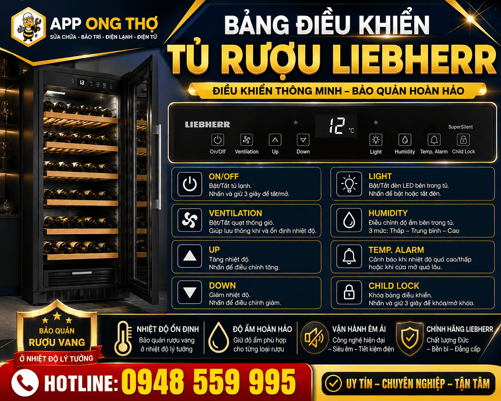 5. Cài đặt ZONE – Chọn vùng nhiệt trên tủ rượu Liebherr